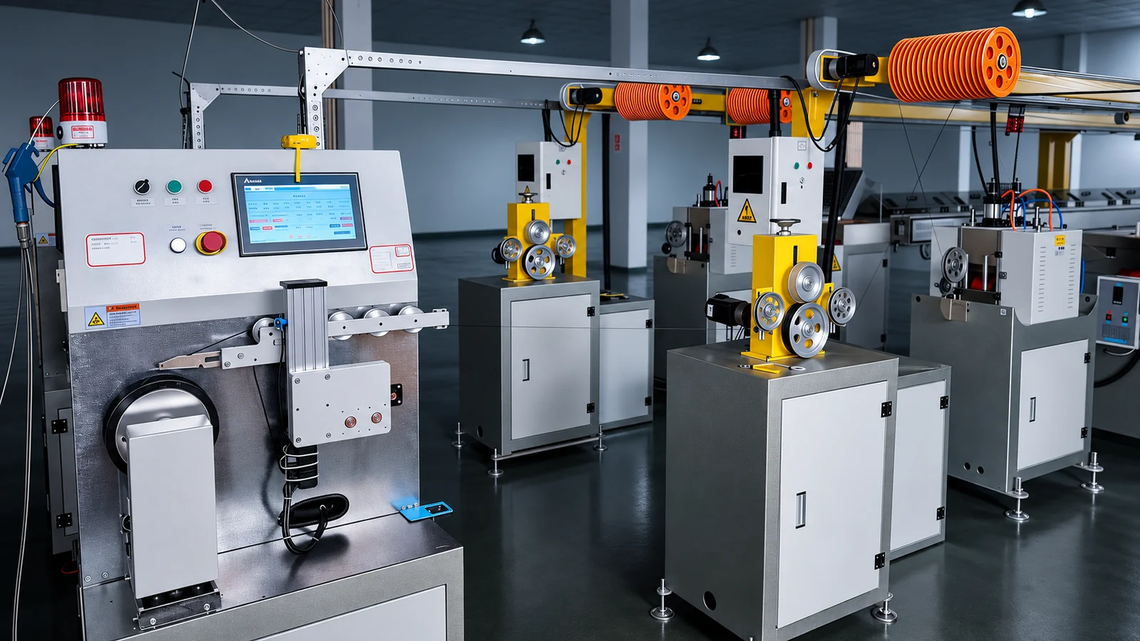Filament handling equipment at our own factory in China; photograph visually enhanced.