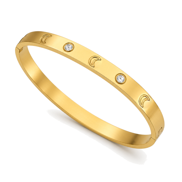Full Cuff Bracelet Moon - Gold on white background